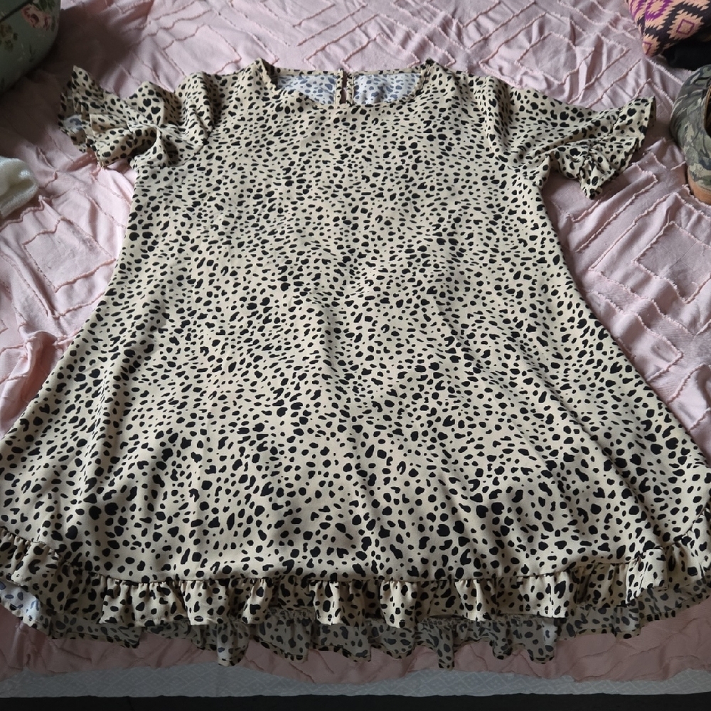 Leopard Print Ruffle Hem Dress
